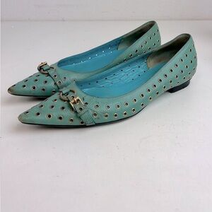 Gucci vintage leather ballet flats in turquoise 7.5 made in Italy